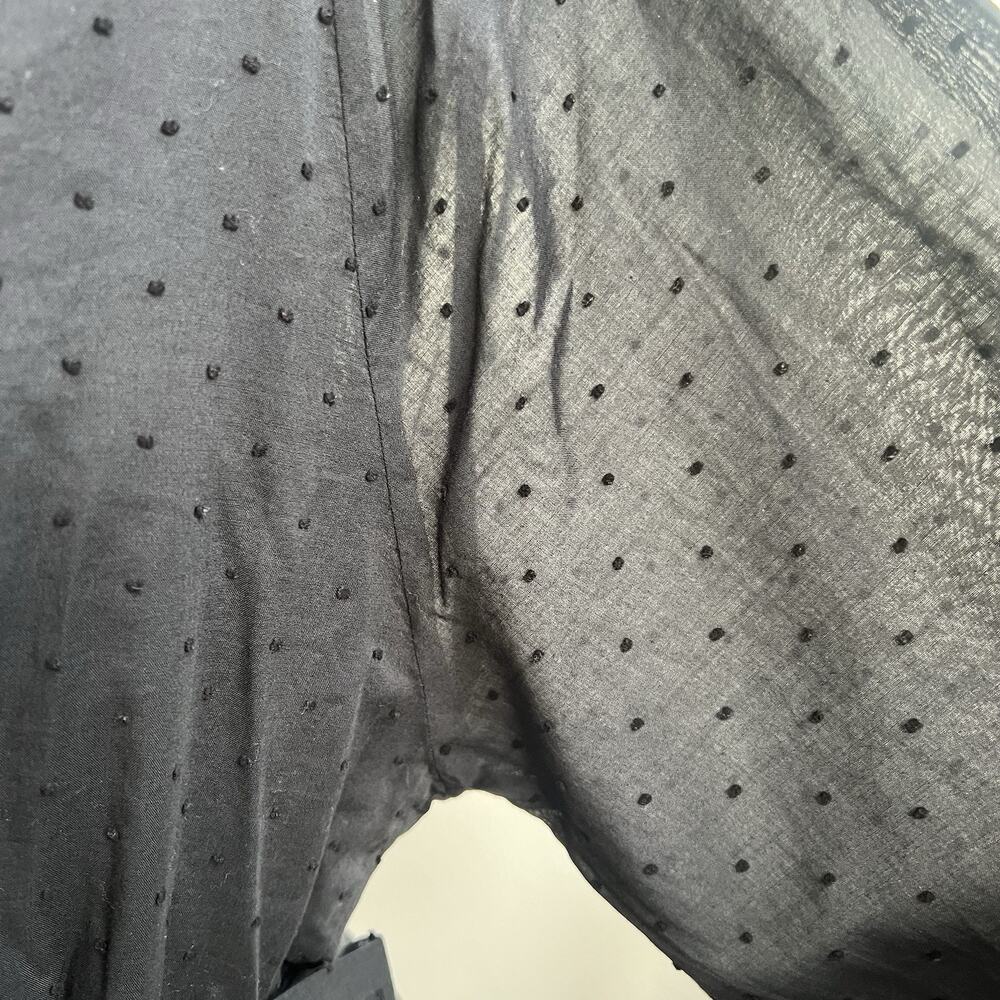 Outerknown NWT Sz S Lulu Black Long Slv Organic Cotton Dress Tie Waist Swiss Dot - Picture 7 of 9